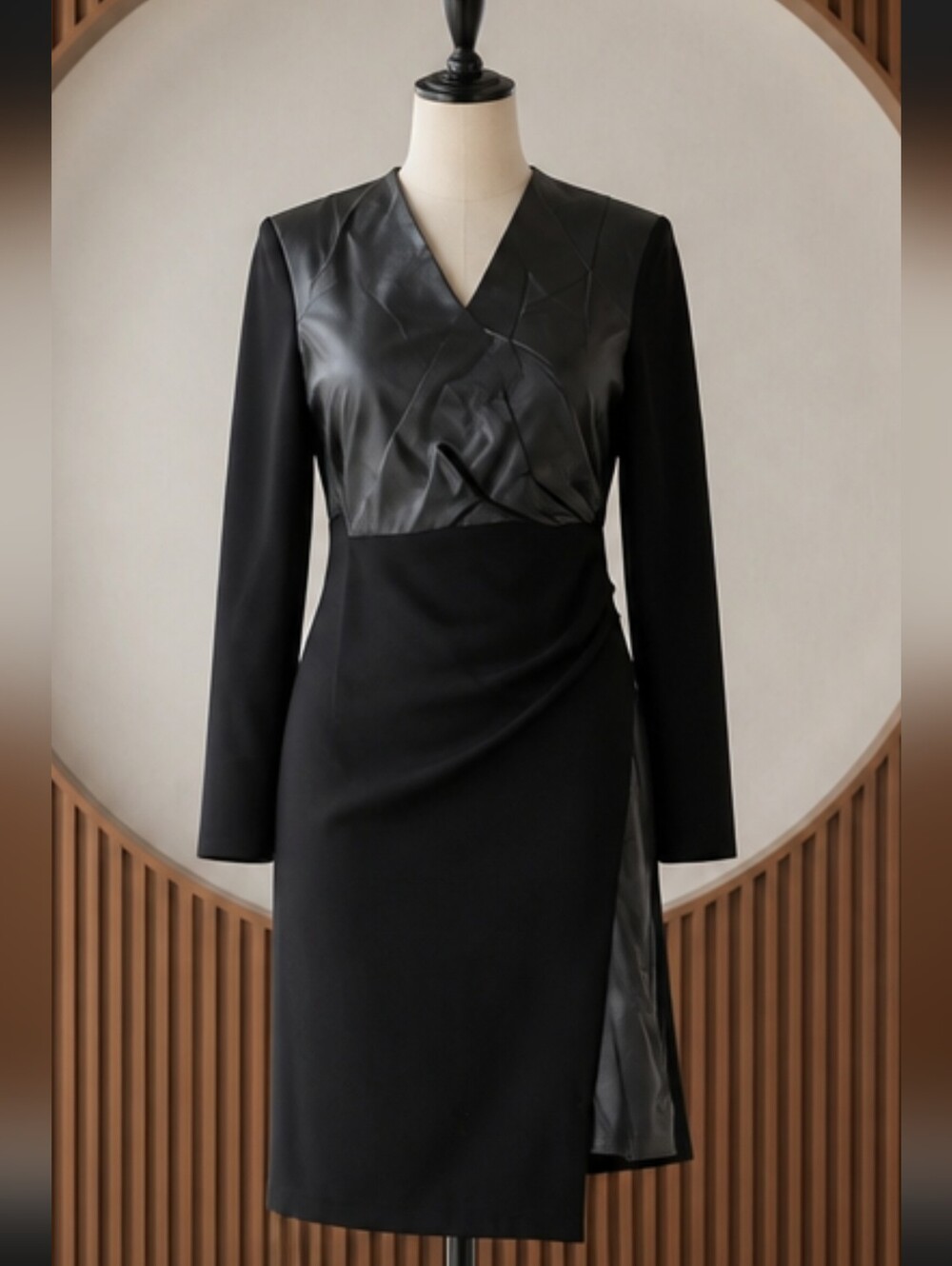 J. Dosi Black Dress with Leather